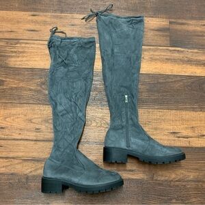 Gray Suede Platform Boots Over Knee velvet boots Size 8, Olivia + Kate